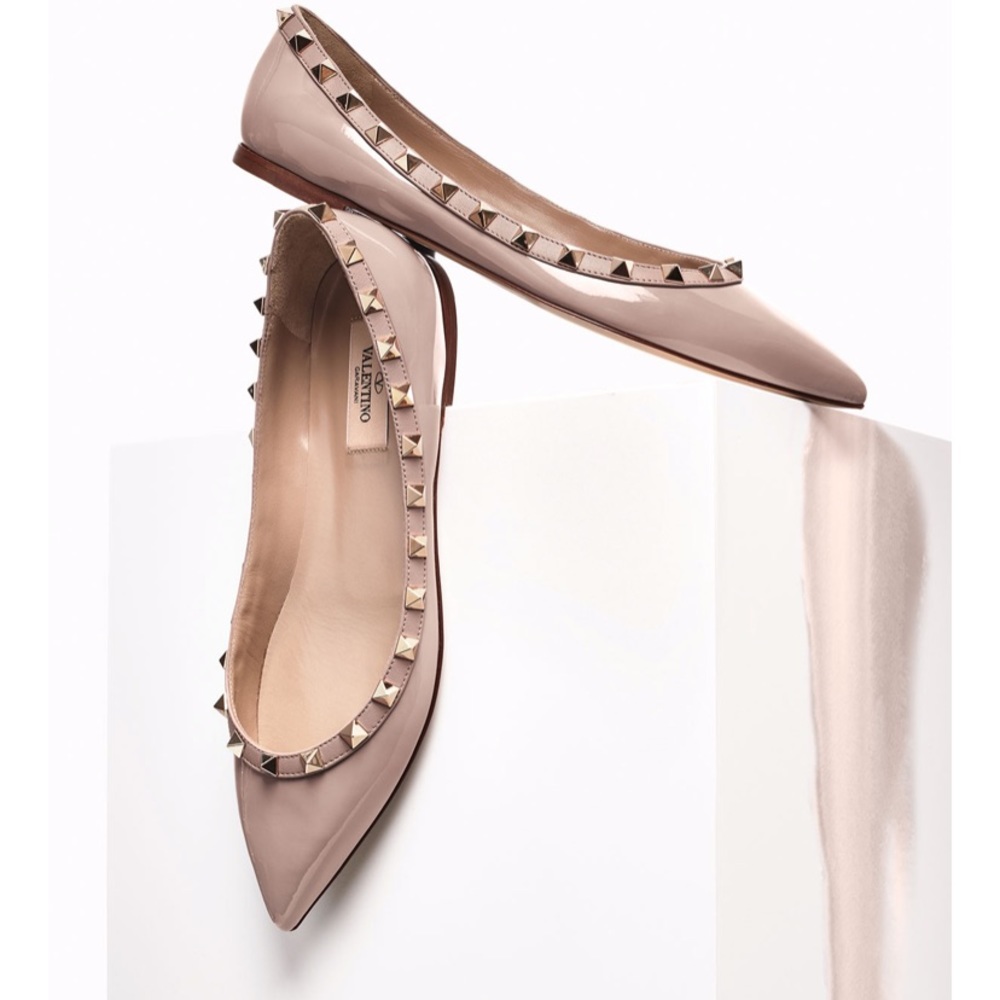 Valentino Rockstud Patent Ballerina Flats